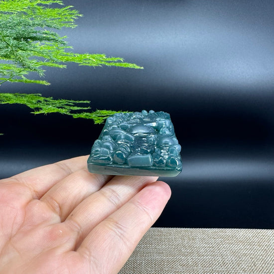 RealJade® Co. High Natural Guatemalan Blue Jadeite Jade Zhong Kui Pendant