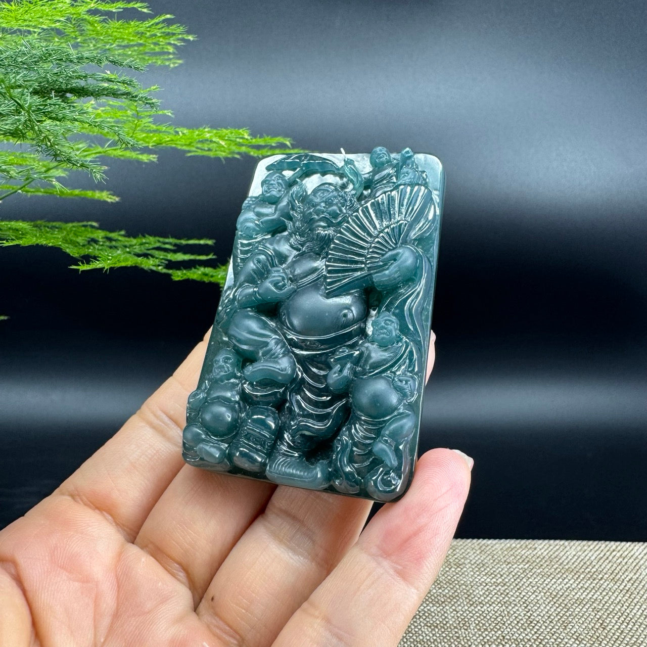 RealJade® Co. High Natural Guatemalan Blue Jadeite Jade Zhong Kui Pendant