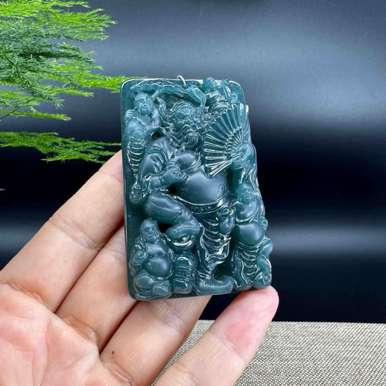 RealJade® Co. High Natural Guatemalan Blue Jadeite Jade Zhong Kui Pendant