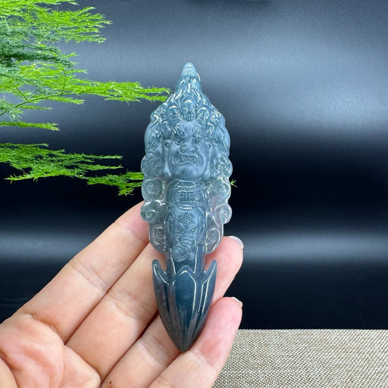 RealJade® Co. High Natural Guatemalan Blue Jadeite Jade pendant | Maya Cuture