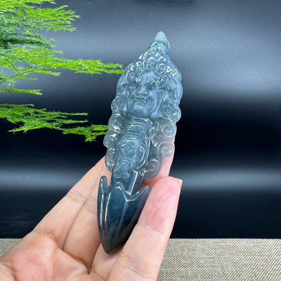 RealJade® Co. High Natural Guatemalan Blue Jadeite Jade pendant | Maya Cuture