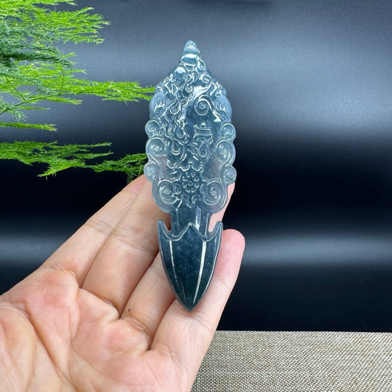 RealJade® Co. High Natural Guatemalan Blue Jadeite Jade pendant | Maya Cuture