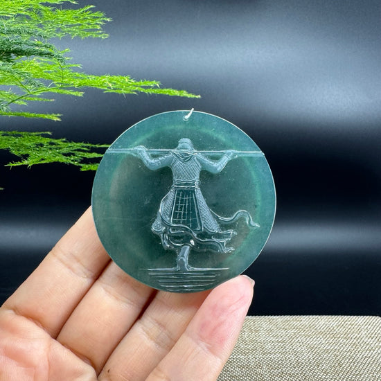 RealJade® Co. High Natural Guatemalan Blue Jadeite Jade The Return of the Monkey Kng Pendant