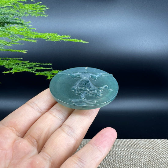 RealJade® Co. High Natural Guatemalan Blue Jadeite Jade The Return of the Monkey Kng Pendant