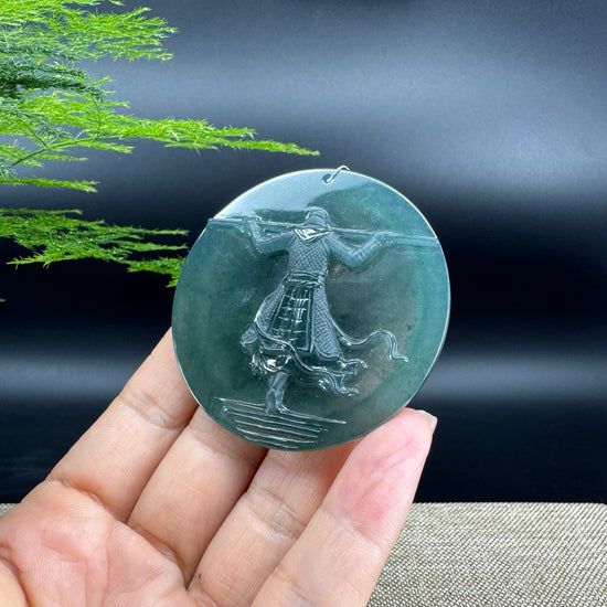 RealJade® Co. High Natural Guatemalan Blue Jadeite Jade The Return of the Monkey Kng Pendant