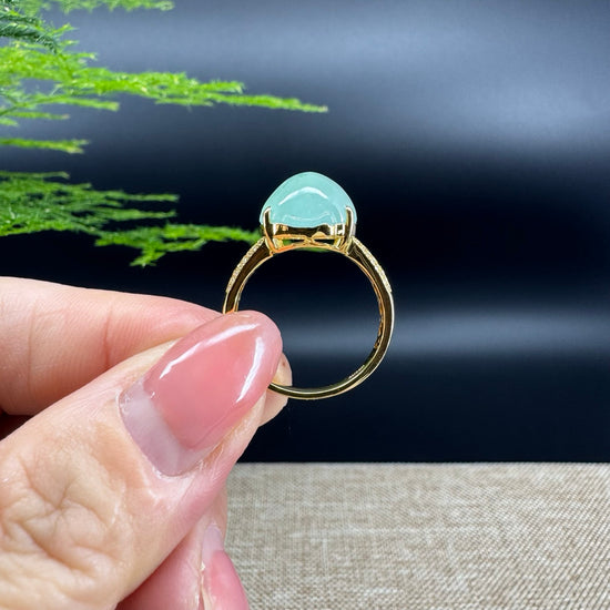 RealJade® "Signature Signet" 18K Yellow Gold Icy Green Jadeite Jade  Diamonds PiXiu Ring