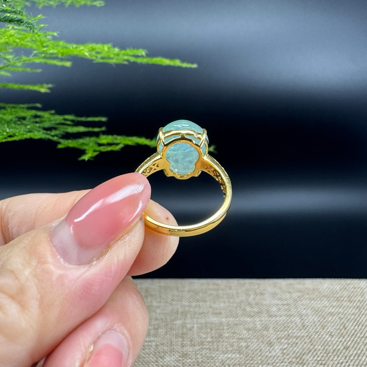 RealJade® "Signature Signet" 18K Yellow Gold Icy Green Jadeite Jade  Diamonds PiXiu Ring