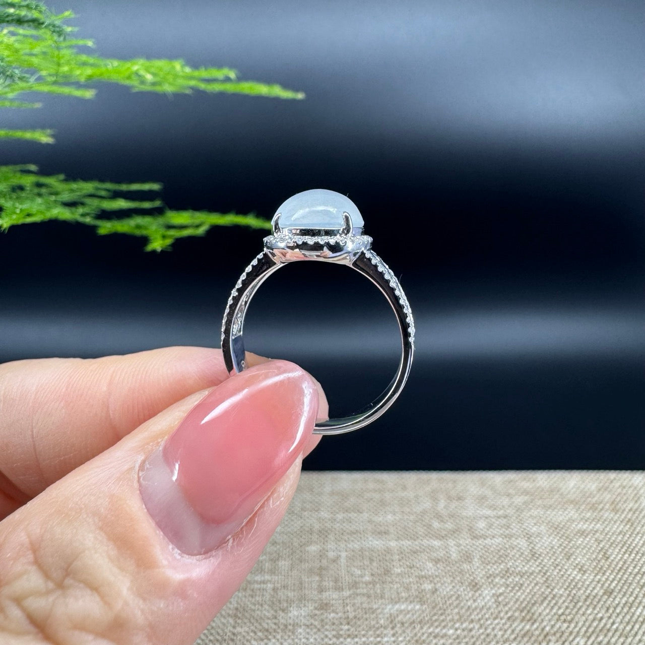 RealJade® "Signature Signet" 18K White Gold Icy Jadeite Jade Diamonds Ring