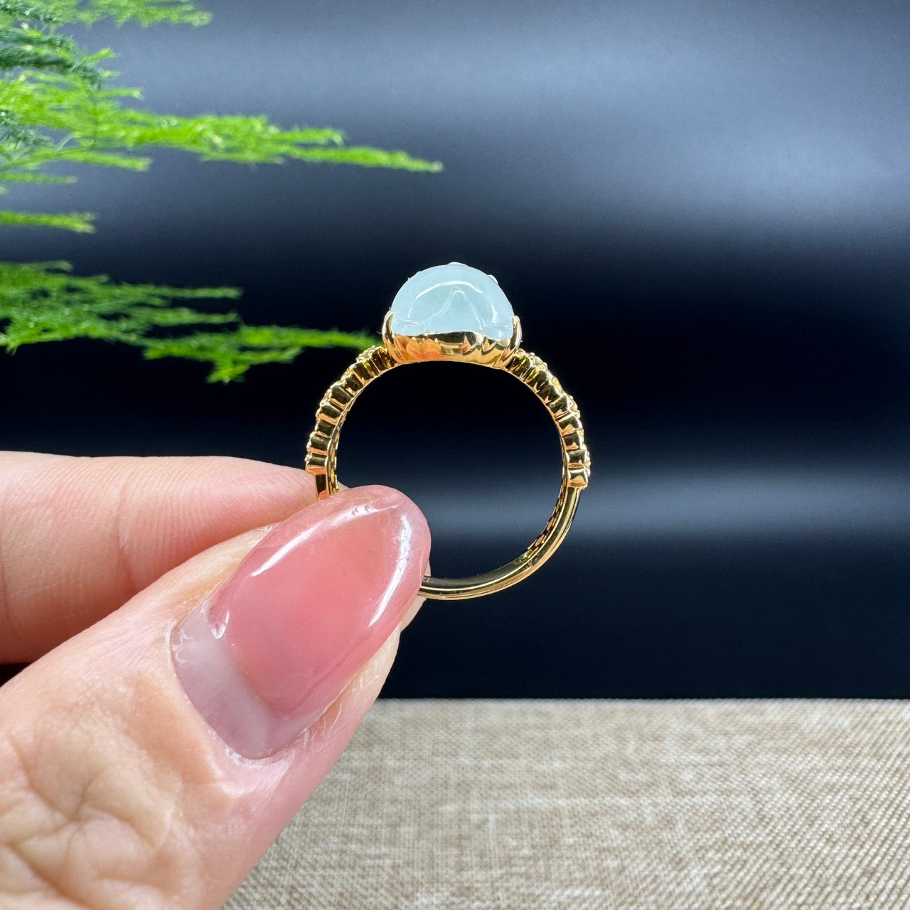 RealJade® "Signature Signet" 18K Yellow Gold Icy Jadeite Jade Diamonds PiXiu Ring