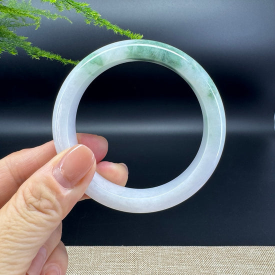 Genuine Burmese Lavender Green Jade Jadeite Bangle Bracelet ( 56.4mm )