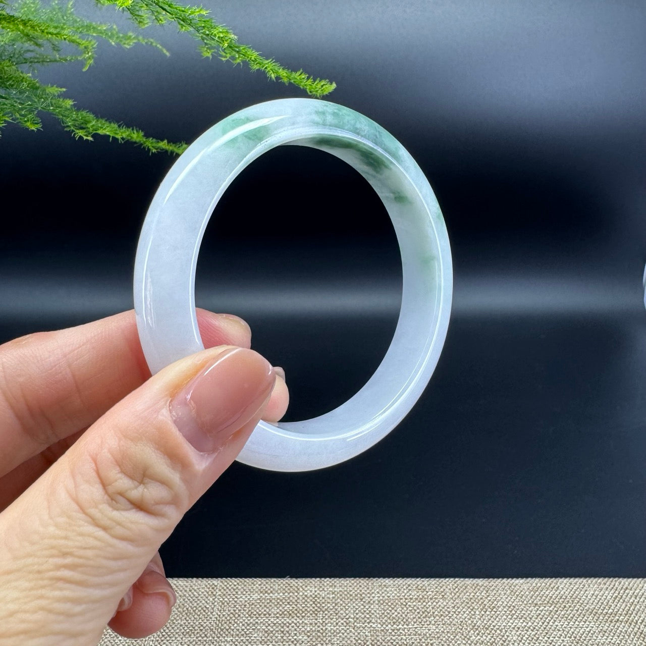 Genuine Burmese Lavender Green Jade Jadeite Bangle Bracelet ( 56.4mm )