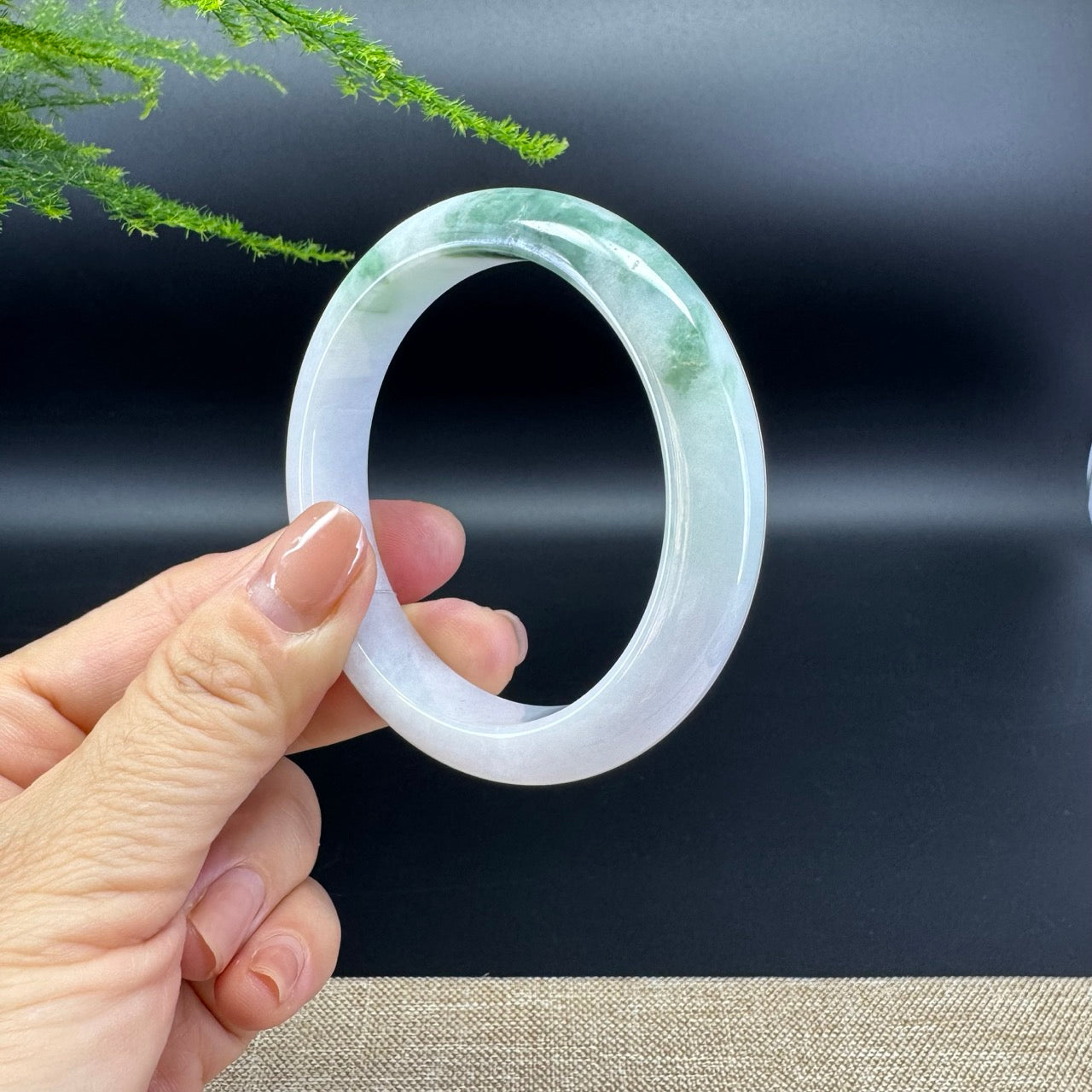 Genuine Burmese Lavender Green Jade Jadeite Bangle Bracelet ( 56.4mm )