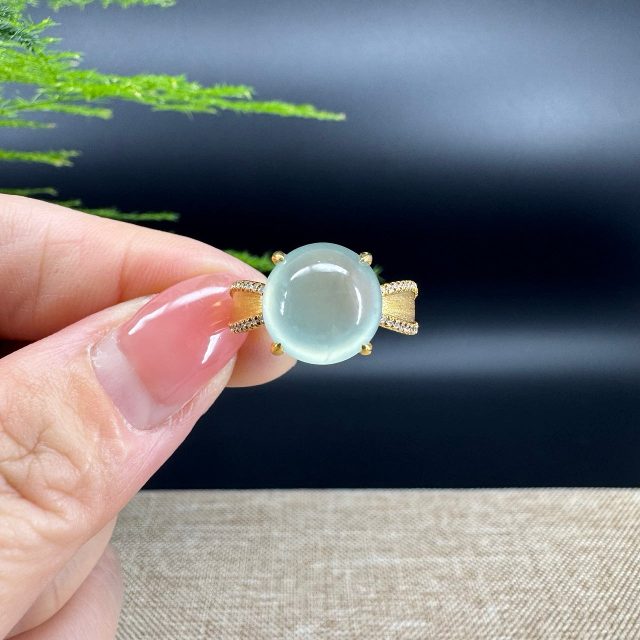 RealJade® "Signature Signet" 18K Yellow Gold Icy Green Jadeite Jade Ring