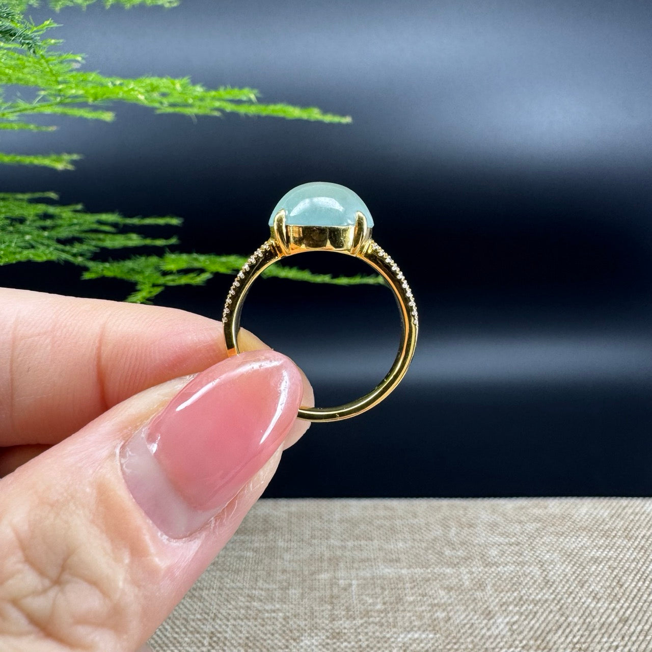 RealJade® "Signature Signet" 18K Yellow Gold Icy Green Jadeite Jade Ring