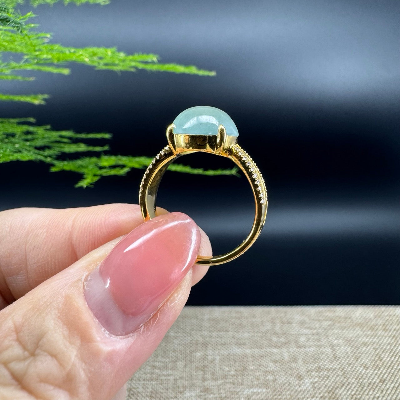RealJade® "Signature Signet" 18K Yellow Gold Icy Green Jadeite Jade Ring
