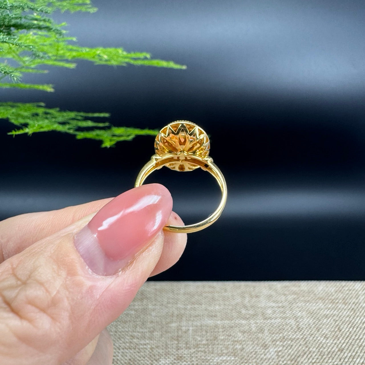 RealJade® "Signature Signet" 18K Yellow Gold Green Jadeite Jade Classic Ring