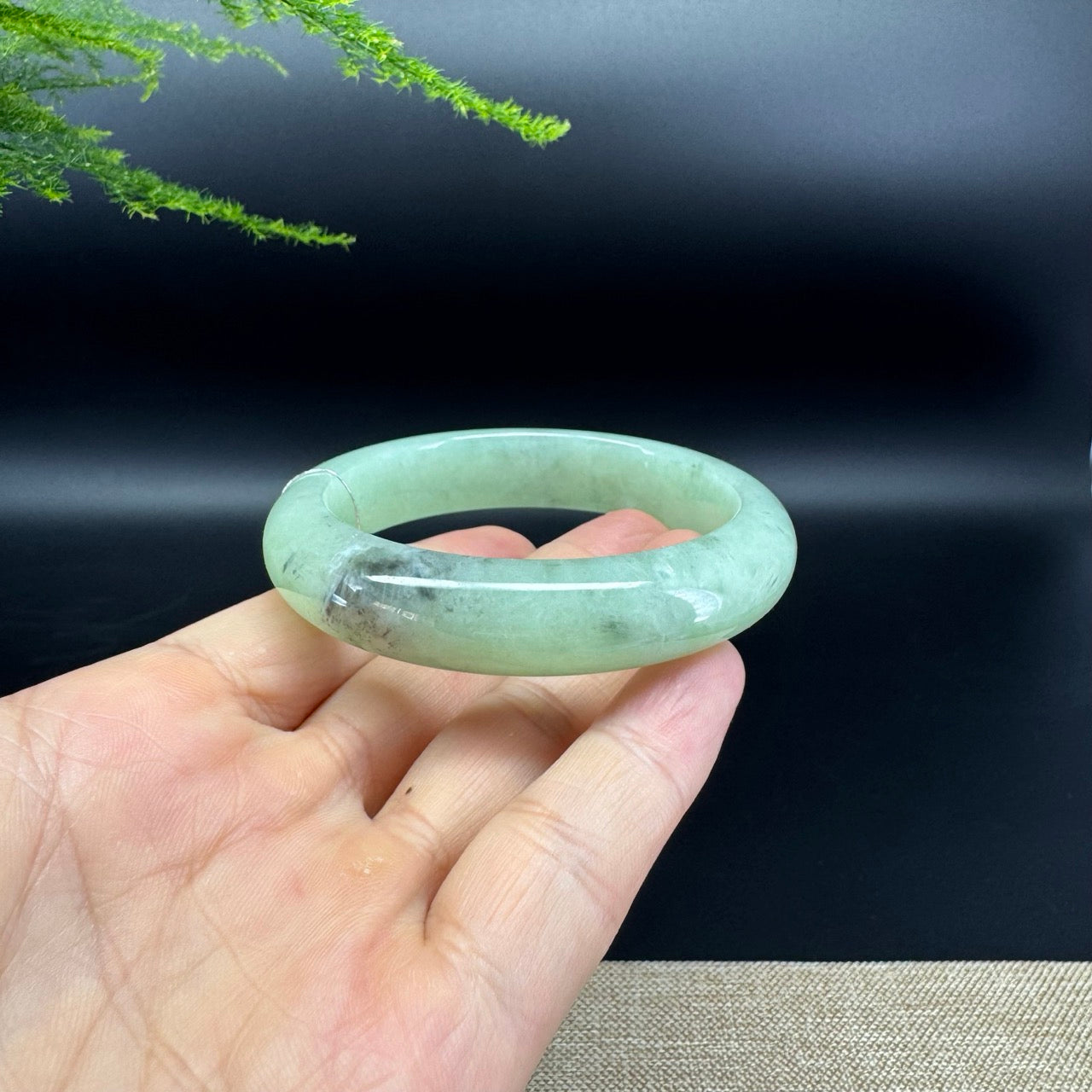 Genuine Burmese Green Jade Jadeite Bangle Bracelet (56.2mm)