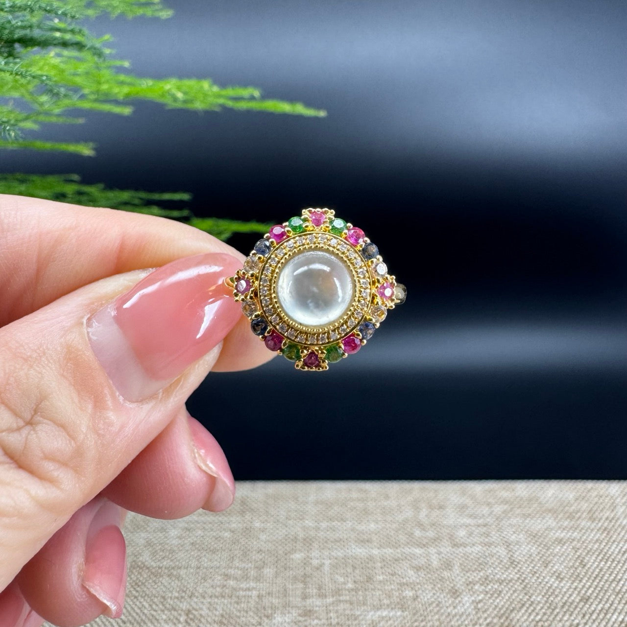 RealJade® "Signature Signet" 18K Yellow Gold Icy Jadeite Jade Ring