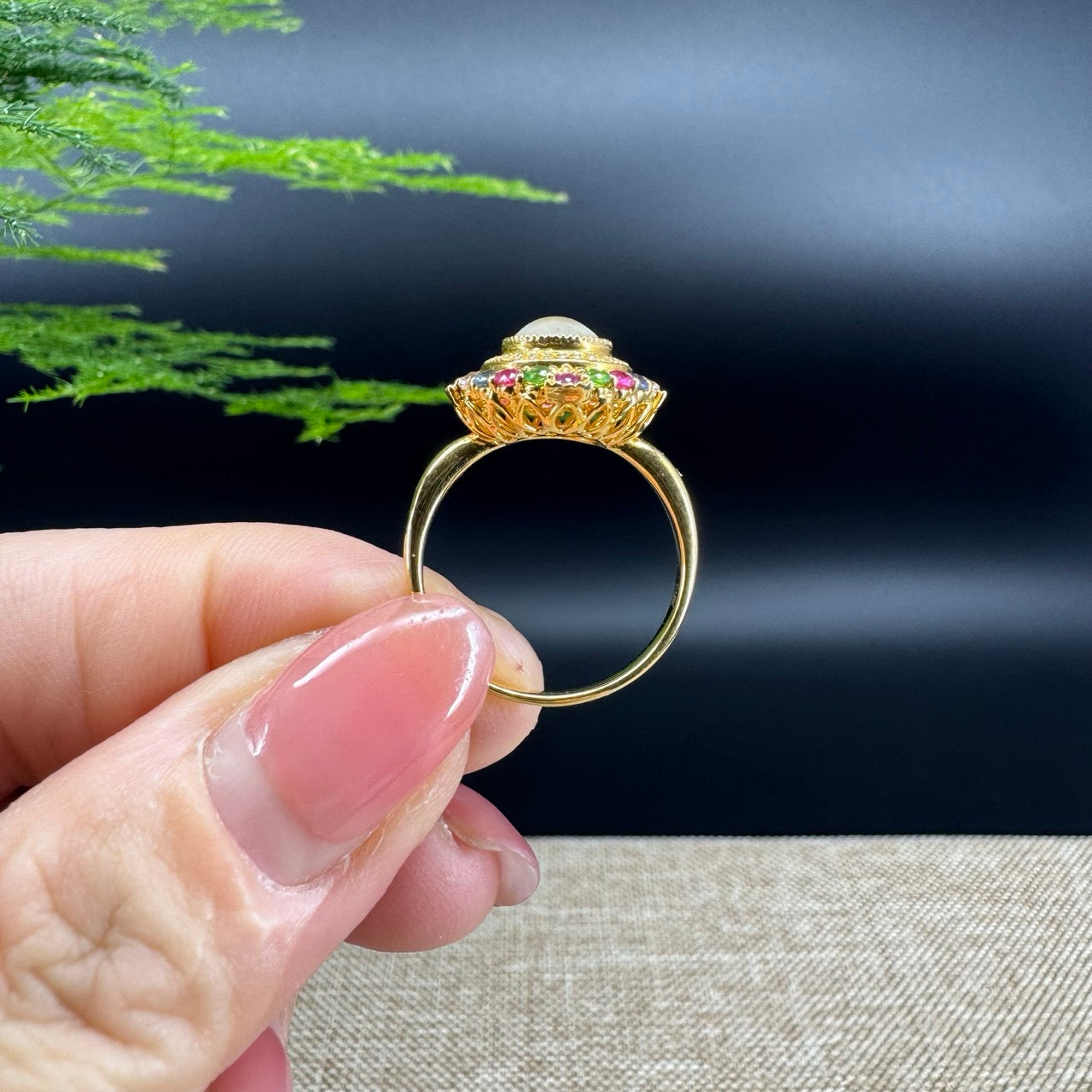 RealJade® "Signature Signet" 18K Yellow Gold Icy Jadeite Jade Ring