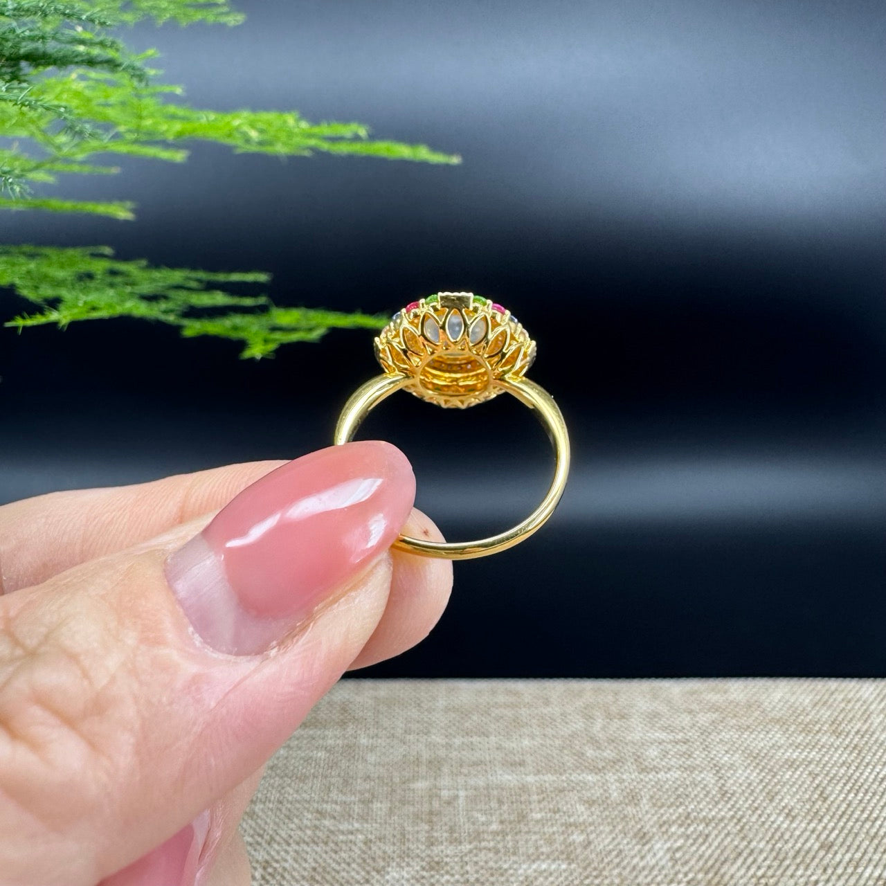 RealJade® "Signature Signet" 18K Yellow Gold Icy Jadeite Jade Ring