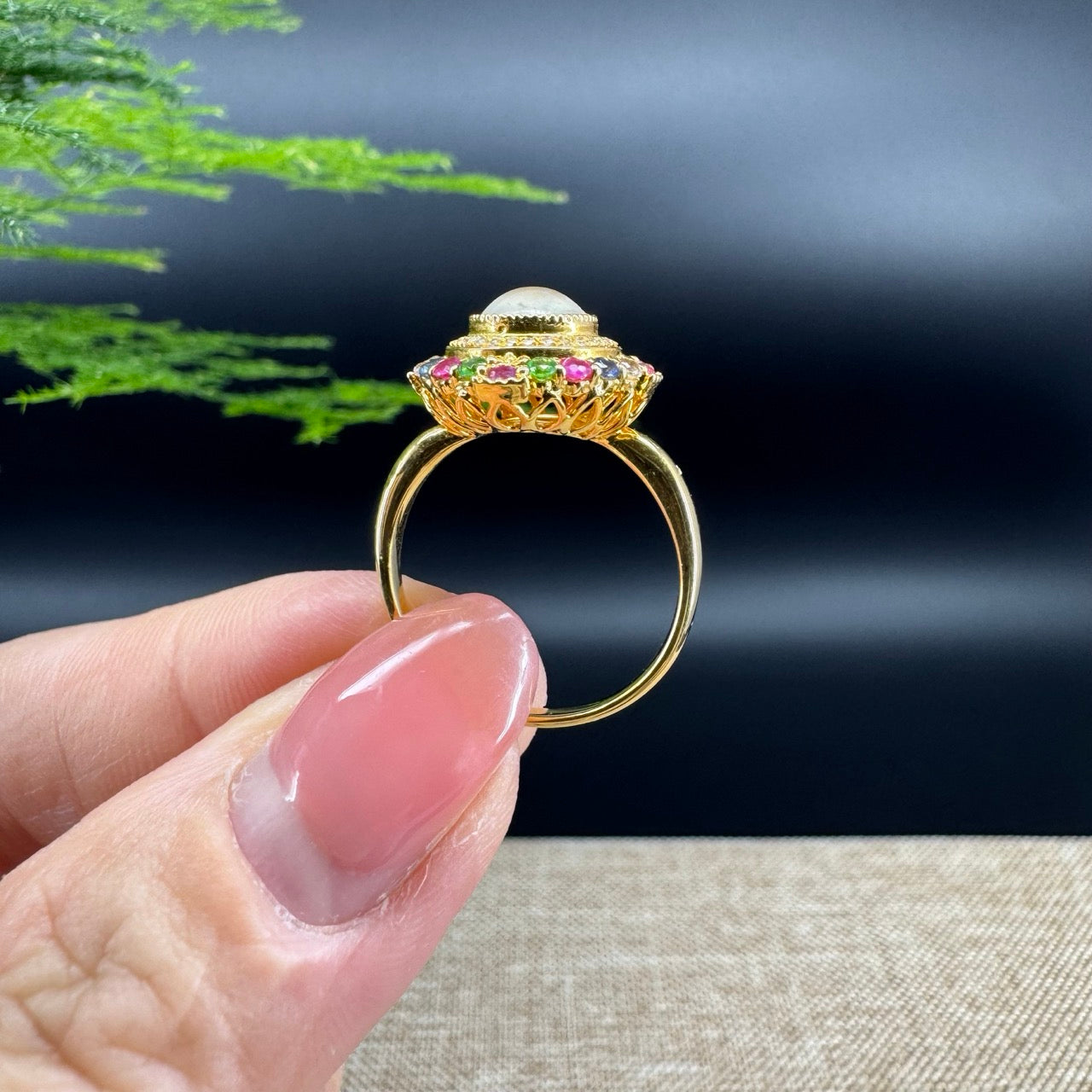 RealJade® "Signature Signet" 18K Yellow Gold Icy Jadeite Jade Ring