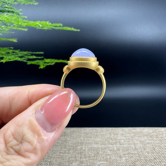 RealJade® "Amelie" 18k Yellow Gold Natural Lavender Jadeite Hulu Ring