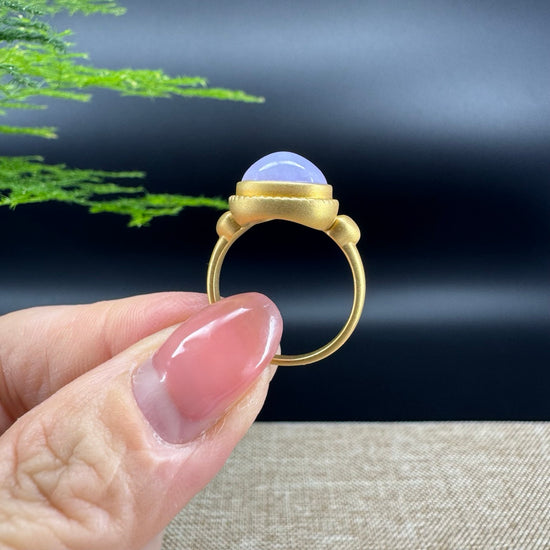 RealJade® "Amelie" 18k Yellow Gold Natural Lavender Jadeite Hulu Ring