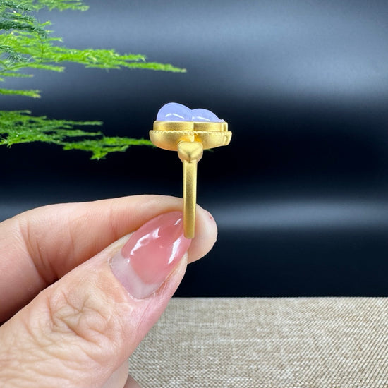 RealJade® "Amelie" 18k Yellow Gold Natural Lavender Jadeite Hulu Ring