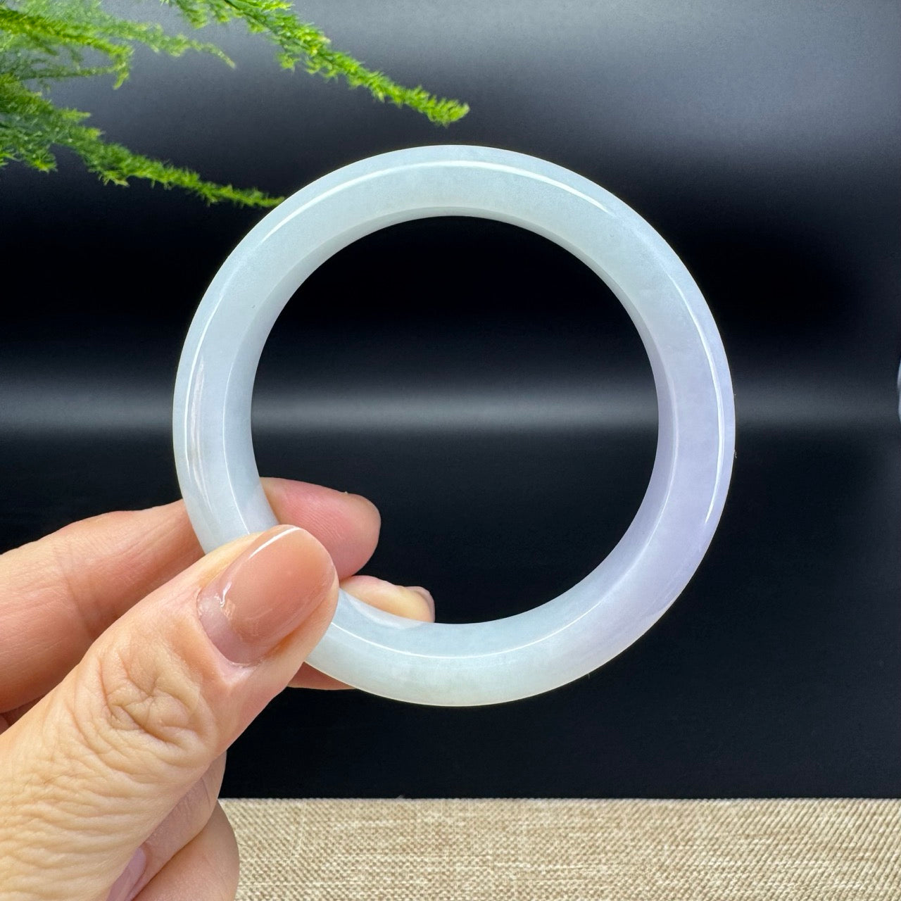 Genuine Burmese Lavender Green Jade Jadeite Bangle Bracelet ( 56.5mm )