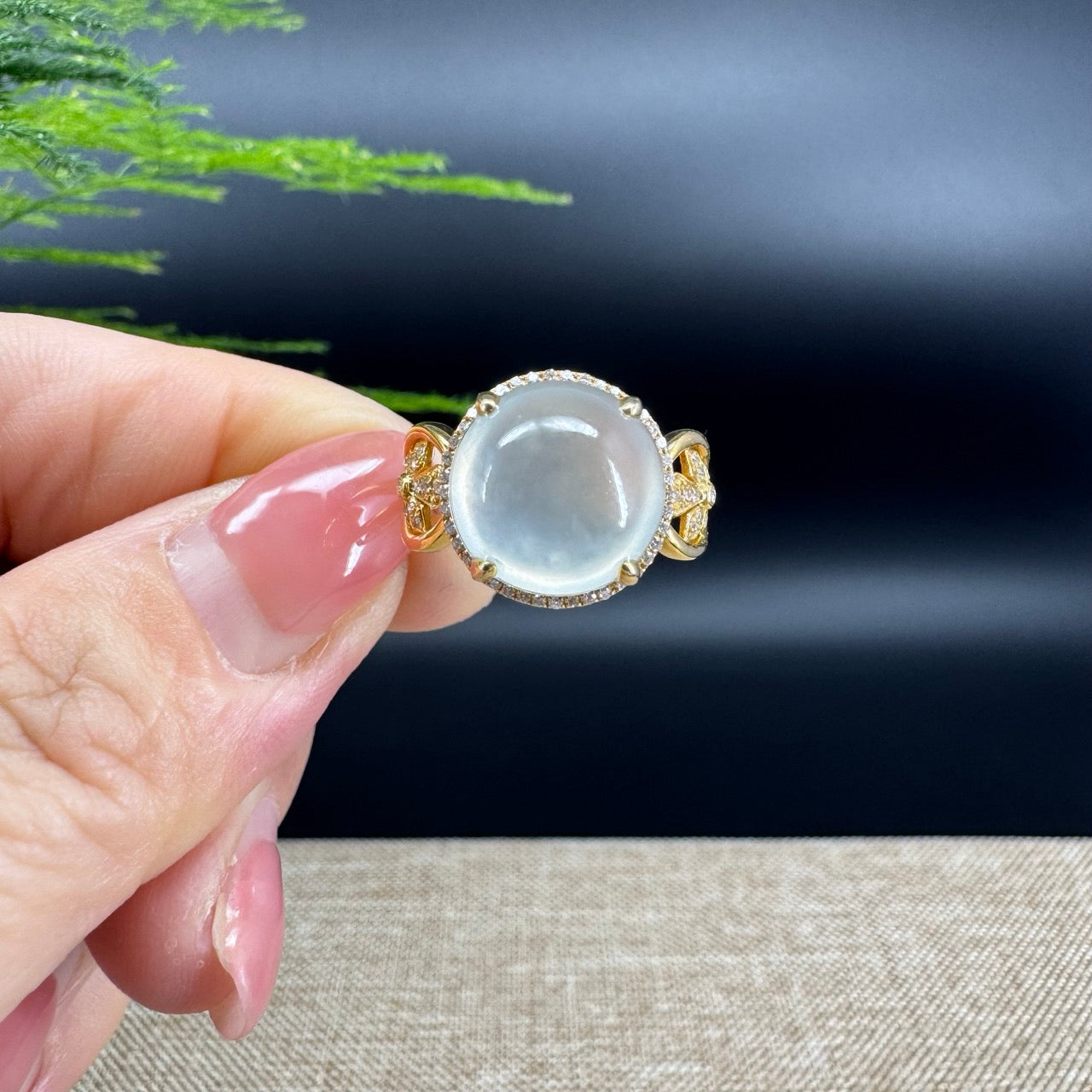 RealJade® "Signature Signet" 18K Yellow Gold Icy Jadeite Jade Diamonds Ring