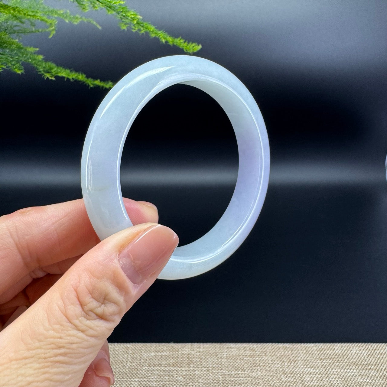 Genuine Burmese Lavender Green Jade Jadeite Bangle Bracelet ( 56.5mm )