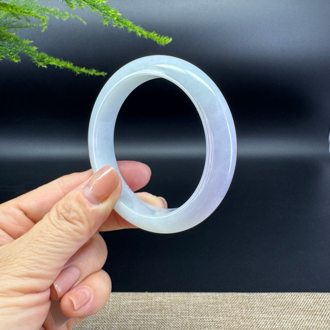 Genuine Burmese Lavender Green Jade Jadeite Bangle Bracelet ( 56.5mm )