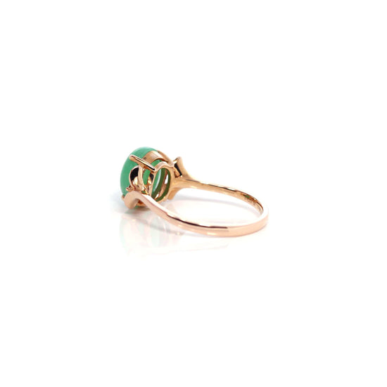 RealJade® Co. "Aretha" 18k Rose Gold Natural Imperial Jadeite Morning Glory Engagement Ring