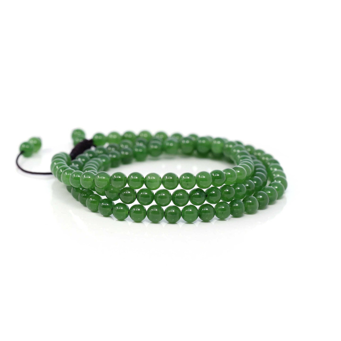 RealJade® Co. High Genuine Green Nephrite Green Jade Round Beads Rosary ( 4mm ) 2 in 1