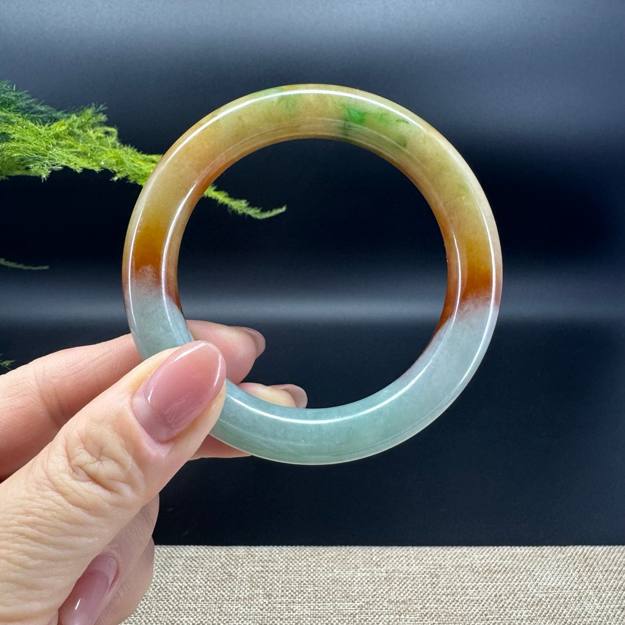 Genuine Burmese FuLuShou Jade Jadeite Bangle Bracelet ( 54.5mm )