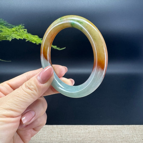 Genuine Burmese FuLuShou Jade Jadeite Bangle Bracelet ( 54.5mm )