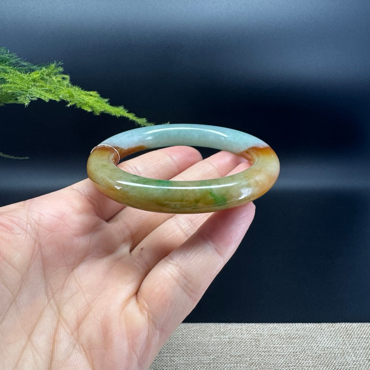 Genuine Burmese FuLuShou Jade Jadeite Bangle Bracelet ( 54.5mm )