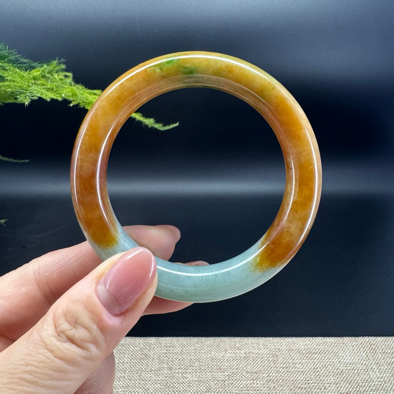 Genuine Burmese FuLuShou Jade Jadeite Bangle Bracelet ( 54.5mm )