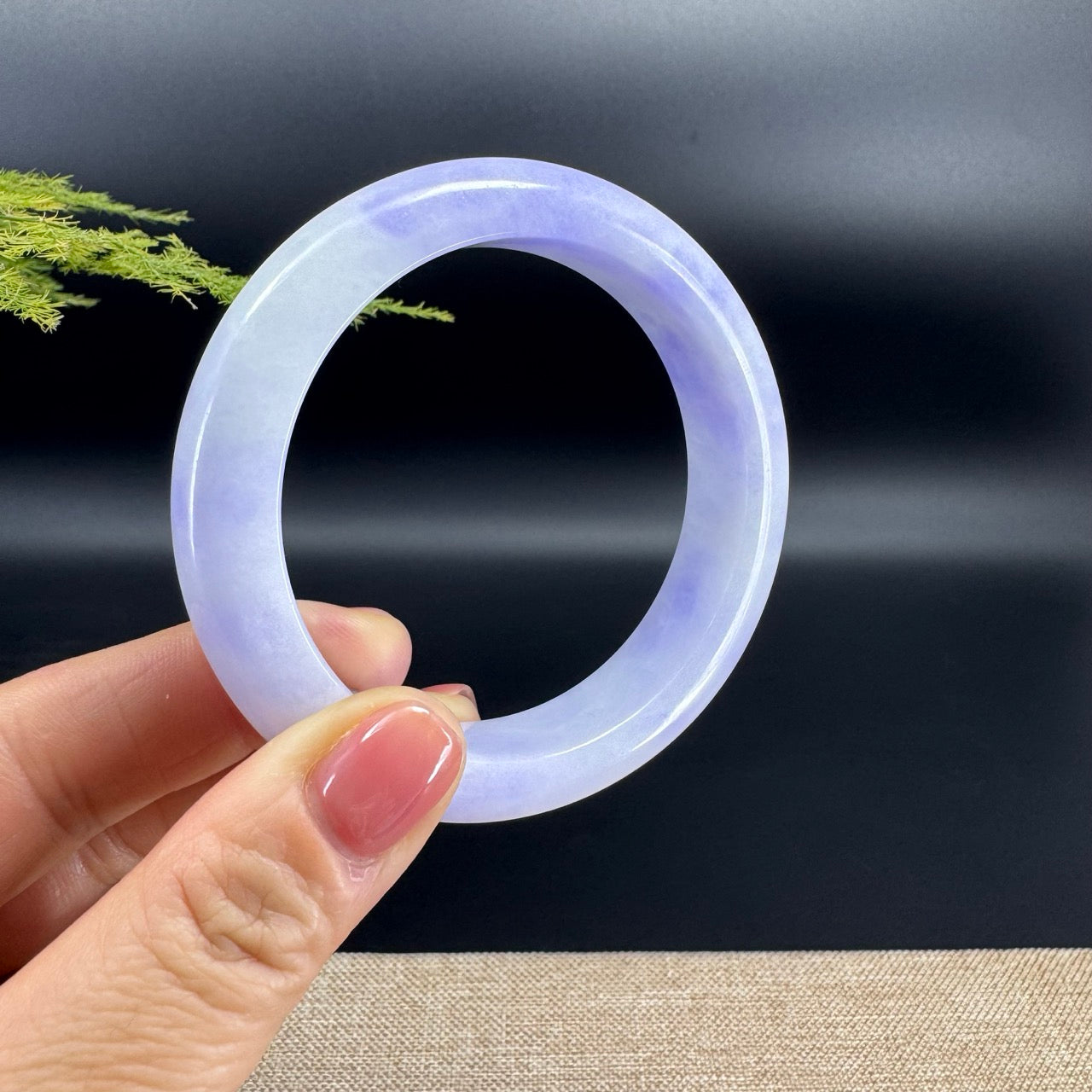 Genuine Burmese Lavender Jade Jadeite Bangle Bracelet (57.6mm)