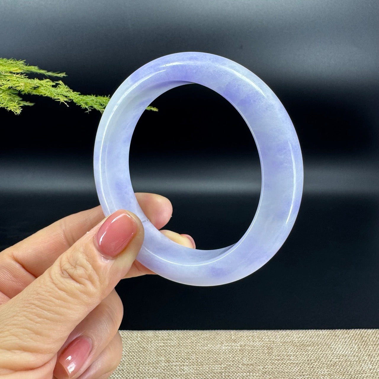 Genuine Burmese Lavender Jade Jadeite Bangle Bracelet (57.6mm)