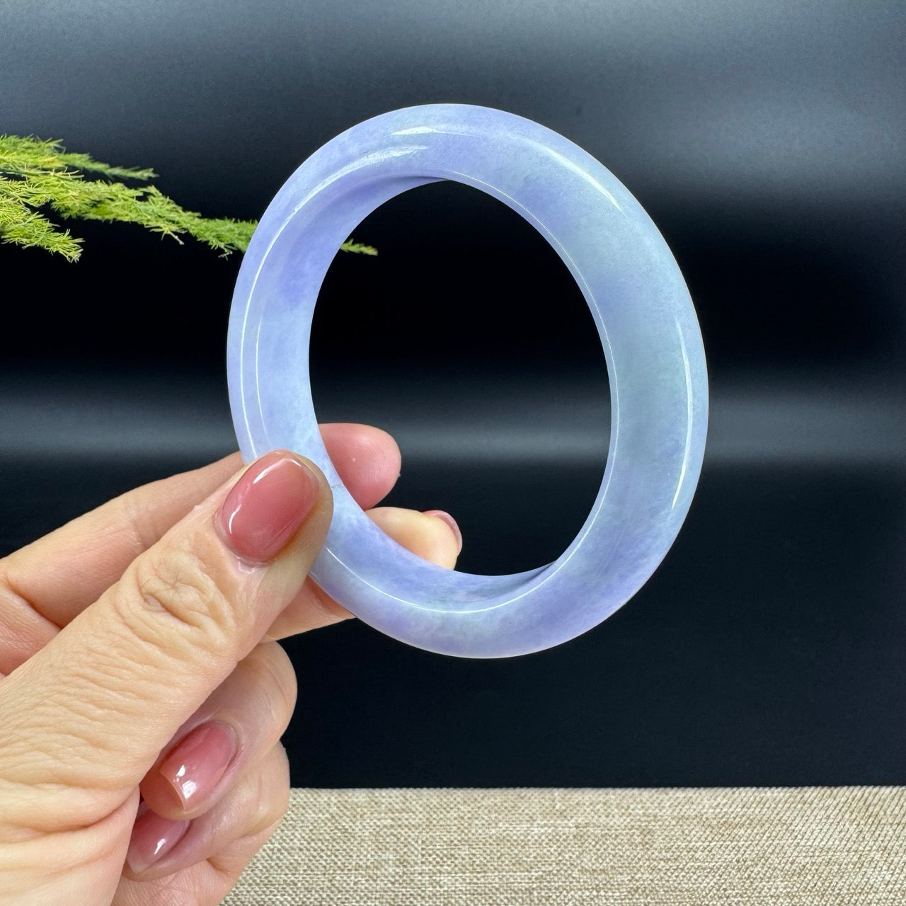 Genuine Burmese Lavender Green Jade Jadeite Bangle Bracelet (56.5mm)