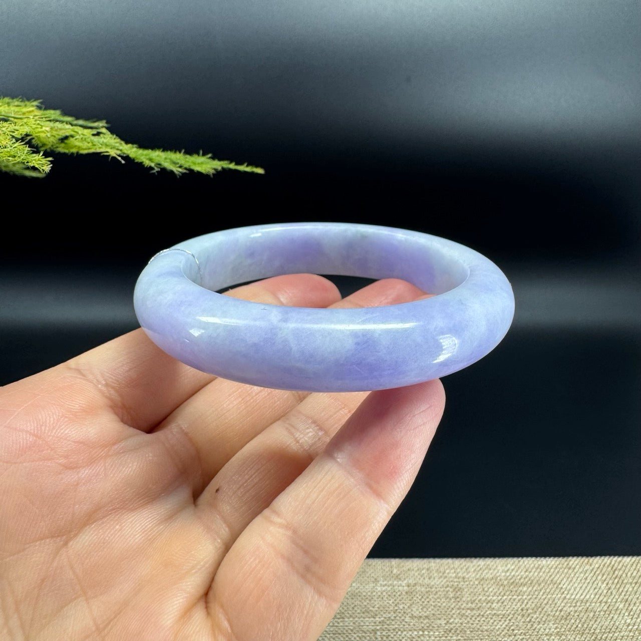 Genuine Burmese Lavender Green Jade Jadeite Bangle Bracelet (56.5mm)