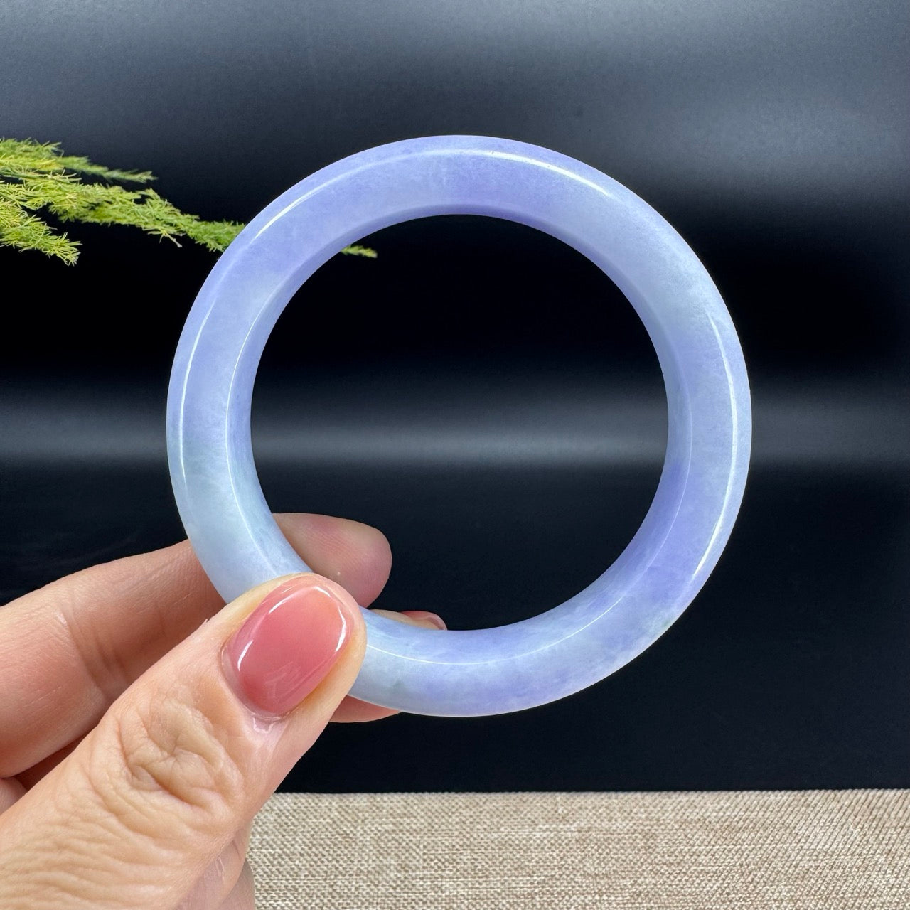 Genuine Burmese Lavender Green Jade Jadeite Bangle Bracelet (56.5mm)