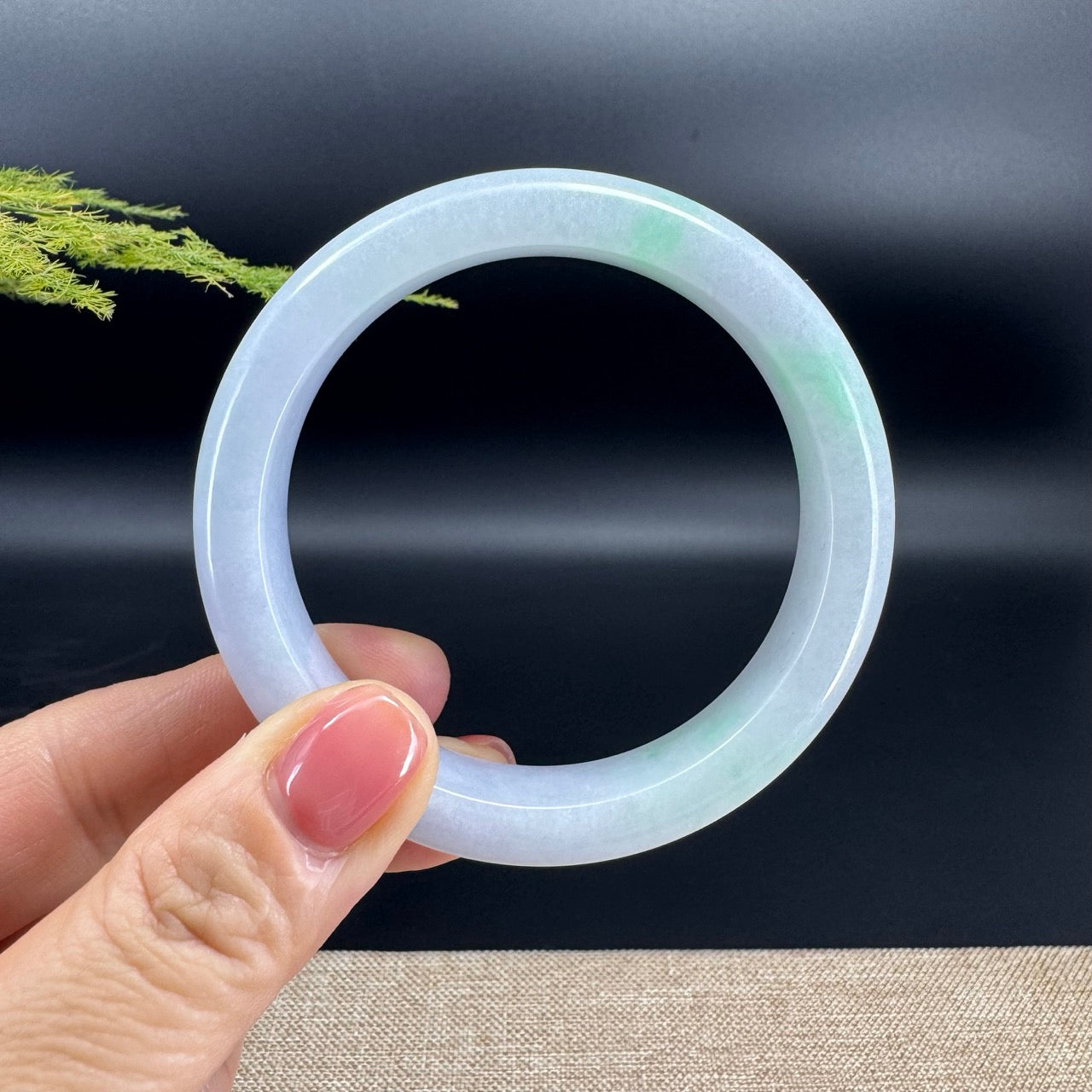Genuine Burmese Lavender Green Jade Jadeite Bangle Bracelet (57.8mm)