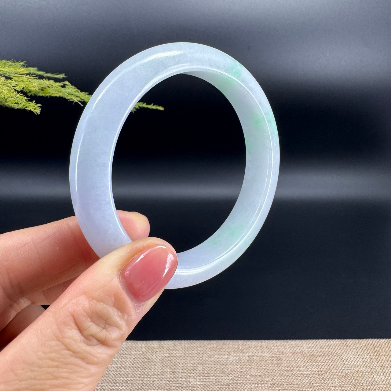 Genuine Burmese Lavender Green Jade Jadeite Bangle Bracelet (57.8mm)