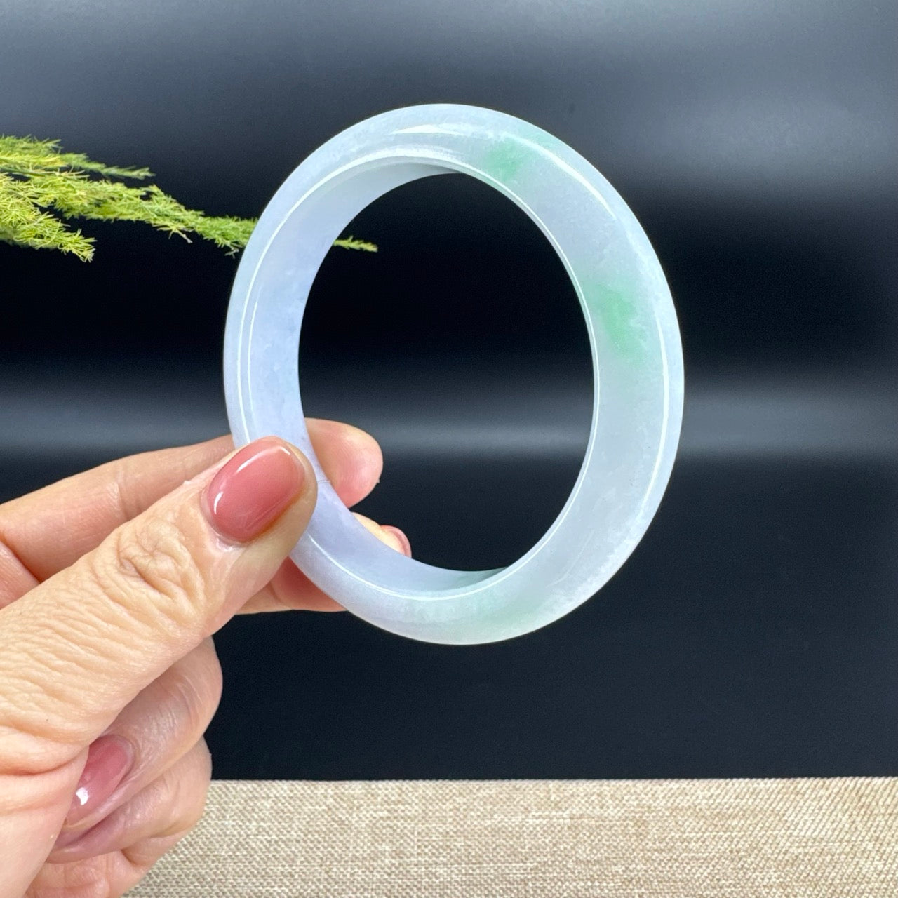 Genuine Burmese Lavender Green Jade Jadeite Bangle Bracelet (57.8mm)