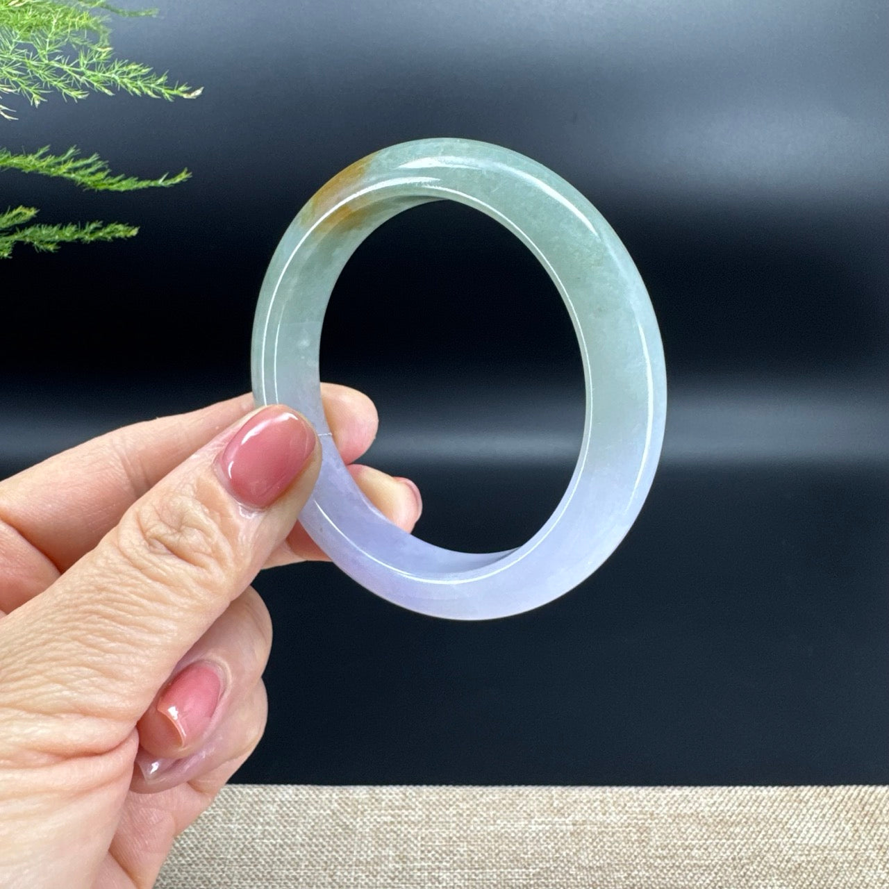 Genuine Burmese Matcha Strawberry Jadeite Jade Bangle Bracelet (53.4mm)