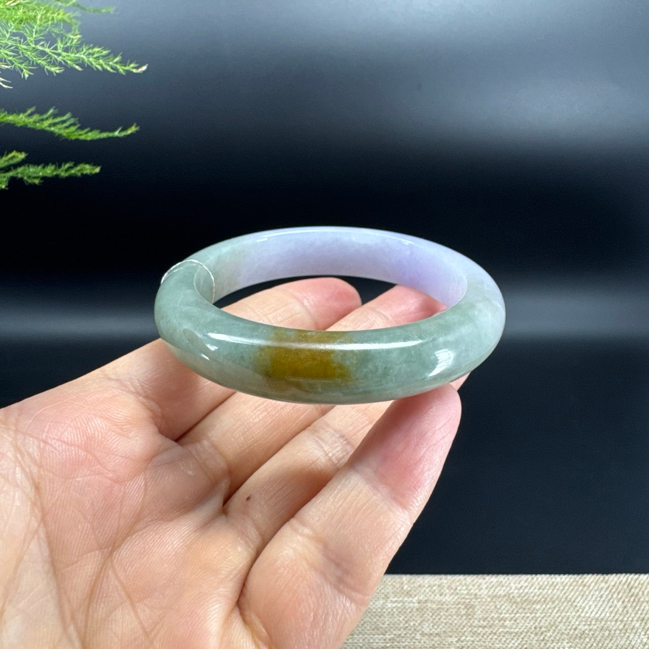 Genuine Burmese Matcha Strawberry Jadeite Jade Bangle Bracelet (53.4mm)