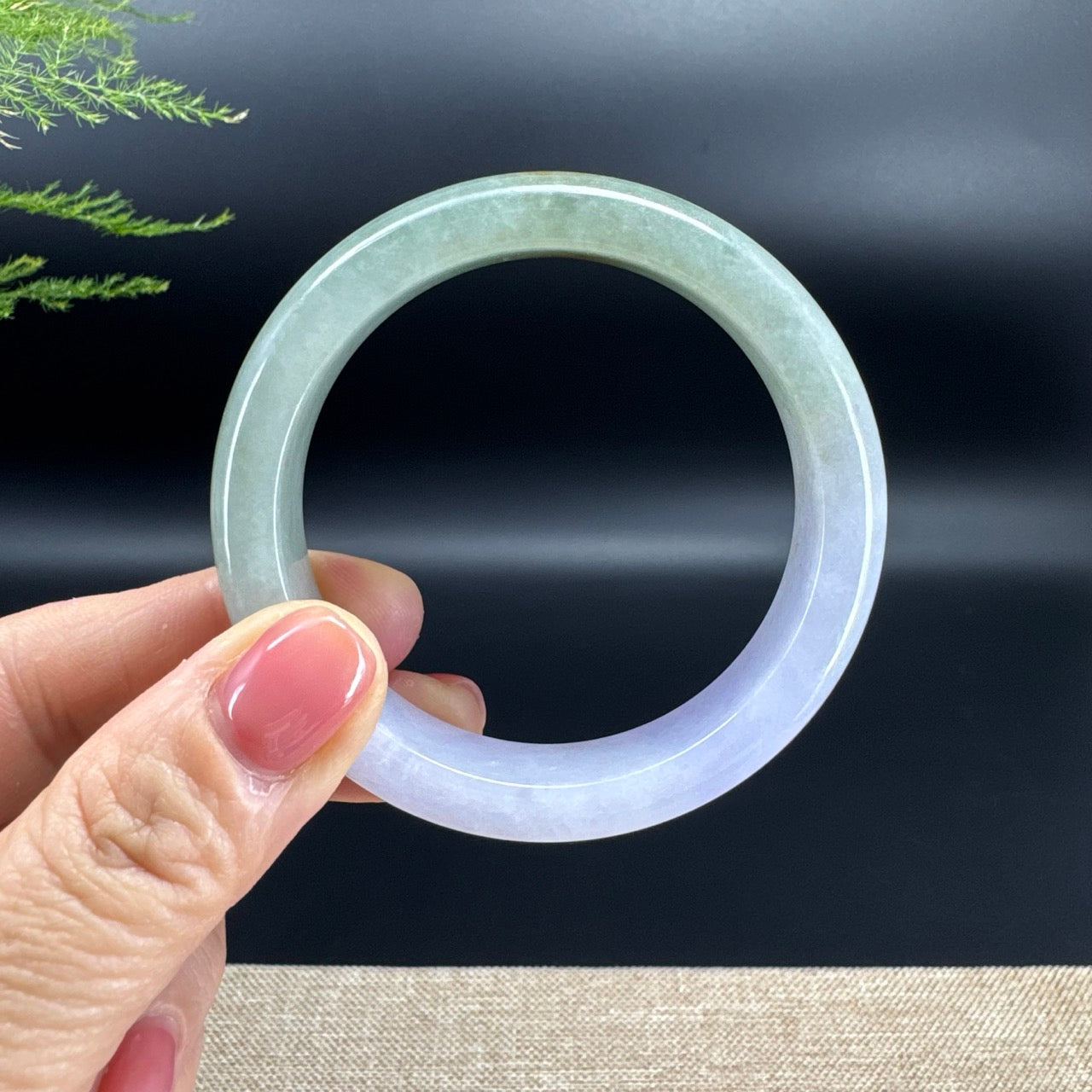Genuine Burmese Matcha Strawberry Jadeite Jade Bangle Bracelet (53.4mm)