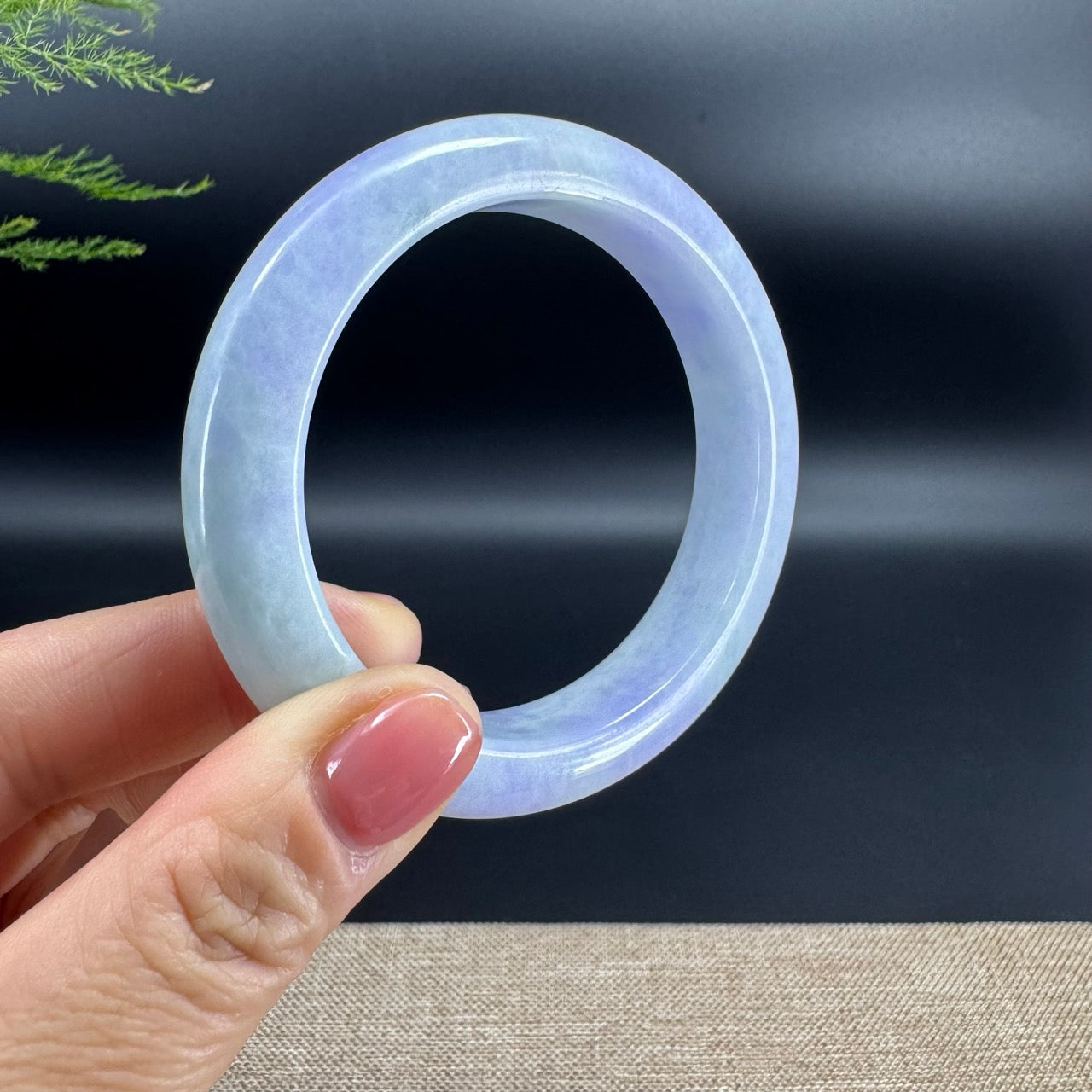 Genuine Burmese Lavender Green Jade Jadeite Bangle Bracelet (57.9mm)